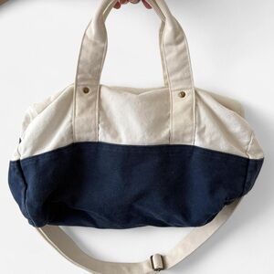 Crewcuts by J.Crew navy cream canvas tote bag